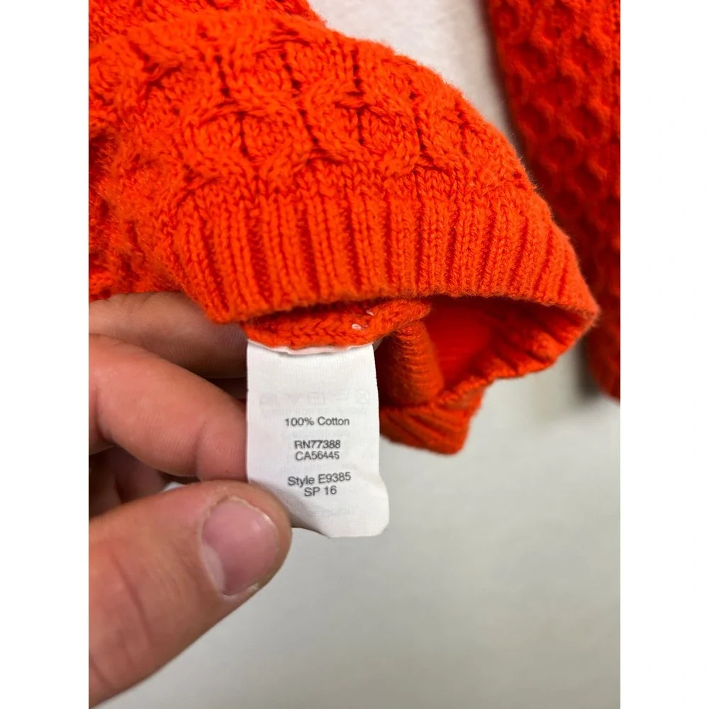 J‎ Crew Orange Textured Knit Crew Neck Sweater Size Small Cotton